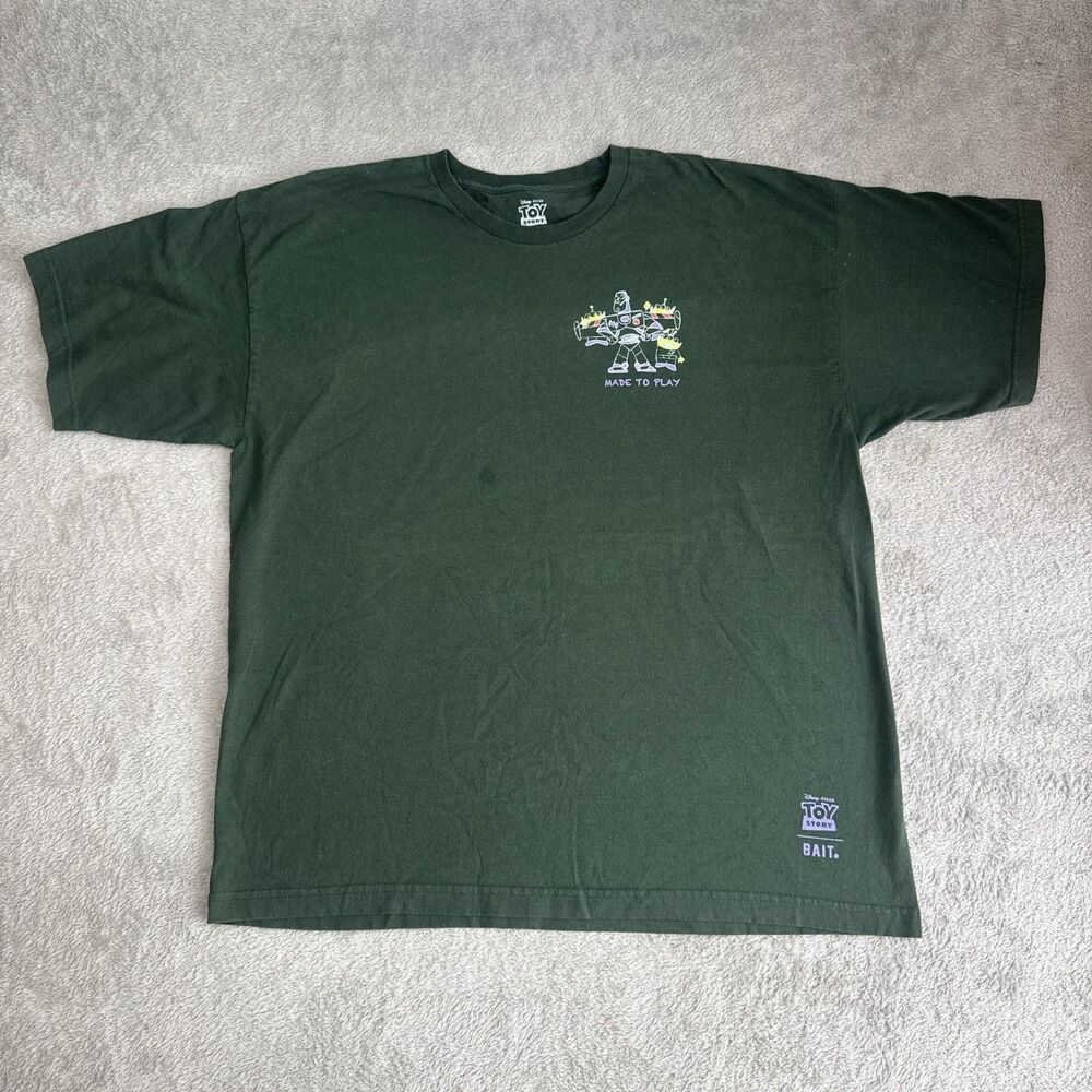 BAIT Disney Pixar Toy Story T Shirt Mens 2XL Green Cotton Crew Neck Streetwear